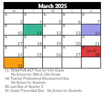 District School Academic Calendar for Jordan Resource Center for March 2025
