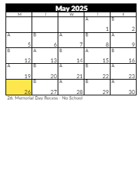 District School Academic Calendar for Jordan Resource Center for May 2025