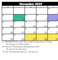 District School Academic Calendar for Fort Herriman Middle for November 2024