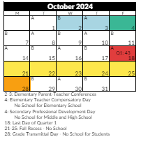 District School Academic Calendar for Fort Herriman Middle for October 2024