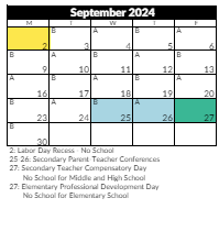District School Academic Calendar for Fort Herriman Middle for September 2024