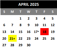 District School Academic Calendar for Ricardo Salinas Elementary for April 2025