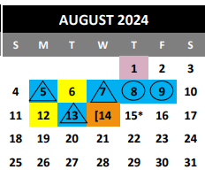 District School Academic Calendar for Woodlake Hills Middle for August 2024