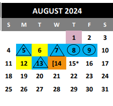 District School Academic Calendar for Bexar Co J J A E P for August 2024