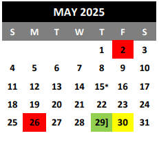 District School Academic Calendar for Coronado Village Elementary for May 2025