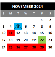 District School Academic Calendar for Judson High School for November 2024