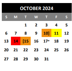 District School Academic Calendar for Thompson Ctr for October 2024