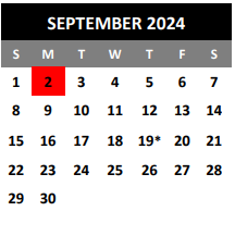 District School Academic Calendar for Alter School for September 2024
