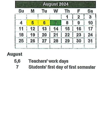 District School Academic Calendar for Wheatfield Elementary School for August 2024