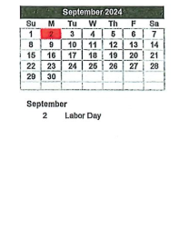 District School Academic Calendar for Wheatfield Elementary School for September 2024