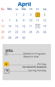 District School Academic Calendar for M E Pearson Elem for April 2025