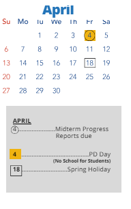 District School Academic Calendar for J C Harmon High for April 2025