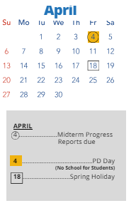 District School Academic Calendar for Eugene Ware Elem for April 2025