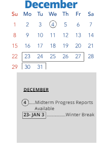District School Academic Calendar for J C Harmon High for December 2024