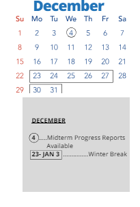 District School Academic Calendar for Wyandotte High for December 2024