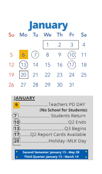 District School Academic Calendar for Mark Twain Elem for January 2025