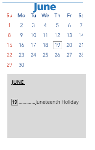 District School Academic Calendar for Fairfax Learning Center for June 2025