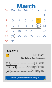 District School Academic Calendar for Bertram Caruthers Elem for March 2025