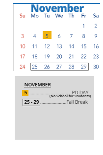 District School Academic Calendar for J C Harmon High for November 2024