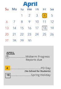 District School Academic Calendar for Bryant Elementary for April 2025