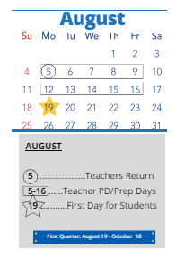 District School Academic Calendar for George B. Longan Elementary for August 2024