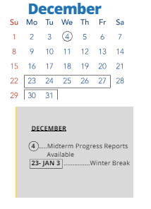 District School Academic Calendar for Scarritt Elementary for December 2024
