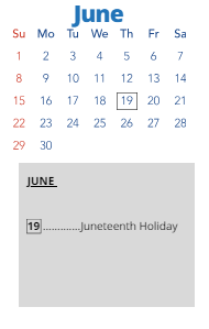 District School Academic Calendar for Teenage Parents CTR. for June 2025