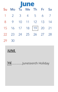 District School Academic Calendar for Faxon Montessori for June 2025