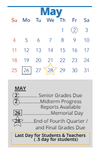 District School Academic Calendar for Bryant Elementary for May 2025