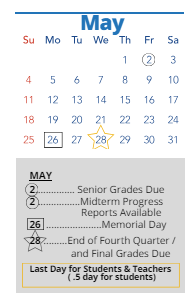 District School Academic Calendar for George B. Longan Elementary for May 2025