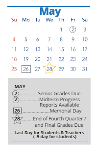 District School Academic Calendar for Foreign Language Academy for May 2025