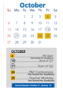 District School Academic Calendar for Fairview Alternative for October 2024
