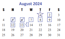District School Academic Calendar for Alternative School Of Choice for August 2024