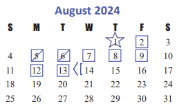 District School Academic Calendar for Edna Mae Fielder Elementary for August 2024