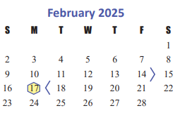 District School Academic Calendar for Memorial Parkway Elementary for February 2025