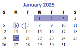 District School Academic Calendar for Diane Winborn Elementary for January 2025