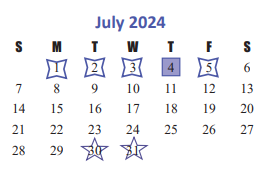 District School Academic Calendar for Zelma Hutsell Elementary for July 2024