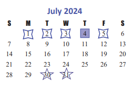 District School Academic Calendar for West Memorial Elementary for July 2024