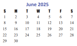 District School Academic Calendar for Roosevelt Alexander Elementary for June 2025