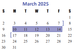 District School Academic Calendar for Hazel S Pattison Elementary for March 2025