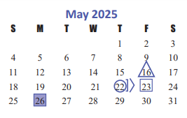 District School Academic Calendar for Robert King Elementary School for May 2025