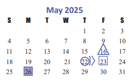 District School Academic Calendar for Katy Elementary for May 2025