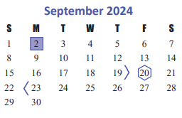 District School Academic Calendar for Odessa Kilpatrick Elementary for September 2024