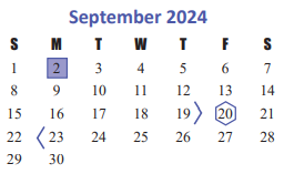 District School Academic Calendar for Hazel S Pattison Elementary for September 2024