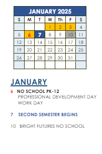 District School Academic Calendar for Bryant Elementary School for January 2025