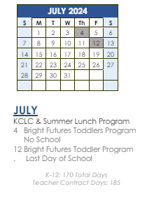 District School Academic Calendar for Bryant Elementary School for July 2024