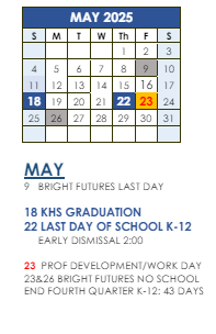 District School Academic Calendar for Bryant Elementary School for May 2025