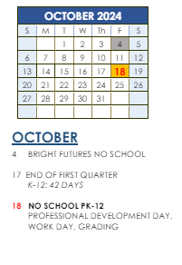 District School Academic Calendar for Bryant Elementary School for October 2024