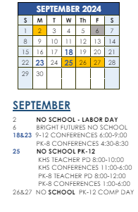 District School Academic Calendar for Bryant Elementary School for September 2024
