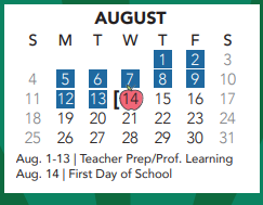 District School Academic Calendar for New Direction Lrn Ctr for August 2024